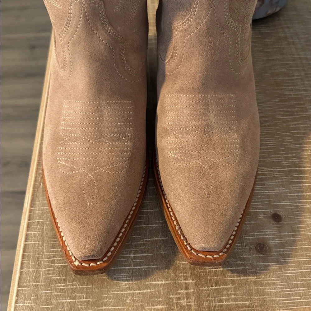 Tecovas Suede Tan Western Heeled Boots - Picture 7 of 7
